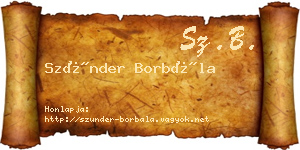 Szünder Borbála névjegykártya